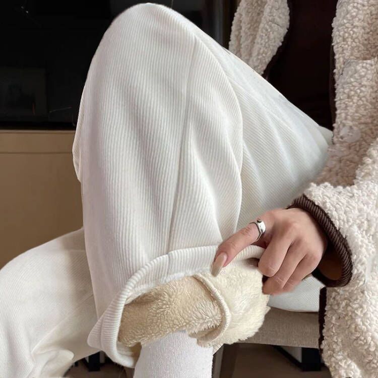 羊羔绒裤子女秋冬季加绒加厚保暖抗寒外穿宽松休闲灯芯绒阔腿裤潮