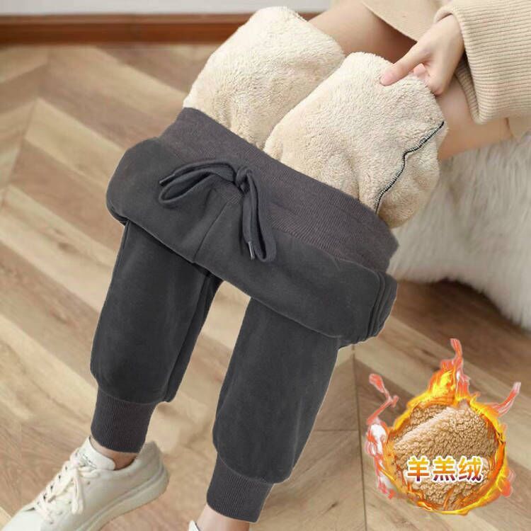 特价丝绒卫裤子女裤秋冬季加绒加厚宽松百搭休闲运动裤女学生束脚