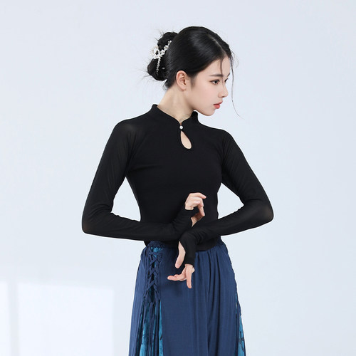 中式舞蹈服上衣旗袍领练功服