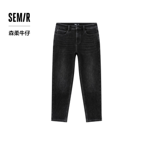 男冬新款 长裤 复古锥形裤 经典 厚 子内里磨毛弹力深色男士 森马牛仔裤