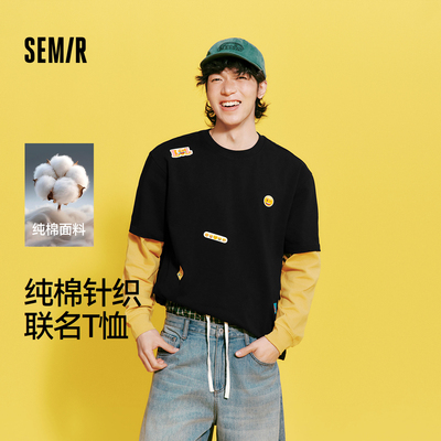 森马联名针织趣味印花短袖T恤男
