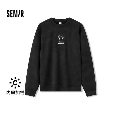 森马加绒内搭复古怀旧印花卫衣男