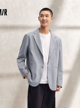 森马休闲西服男2025秋季时尚都市商务通勤风男士西装简约灰色上衣