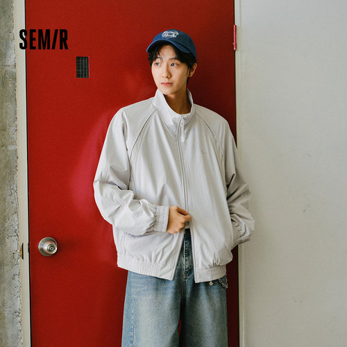 森马纯色插肩袖宽松立领夹克男装