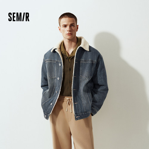 森马棉服夹克街头复古牛仔外套男