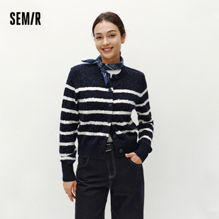 绞花肌理圆领毛衫 森柔 短款 女2025冬季 百搭打底上衣 森马针织开衫