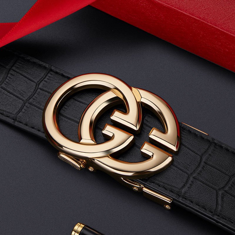 保罗正品男士皮带真皮高档奢侈品牌腰带平滑扣年轻人时尚潮流裤带