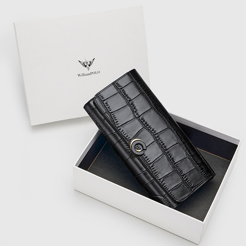 英皇保罗钱包女款长款2026新款真皮时尚简约三折女士手拿包送母亲