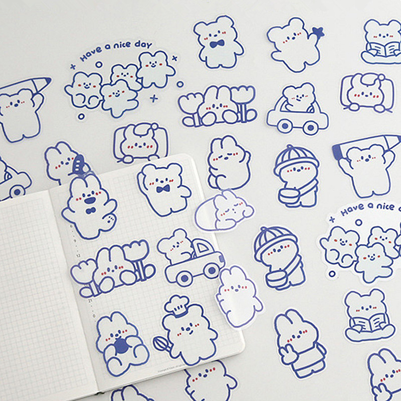 可爱小熊笑脸手账防水贴纸手机装饰手帐卡通水杯贴画素材小图案