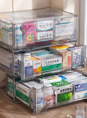 透明药盒药品收纳盒抽屉式药品收纳柜家用置物架医药箱家庭装多层