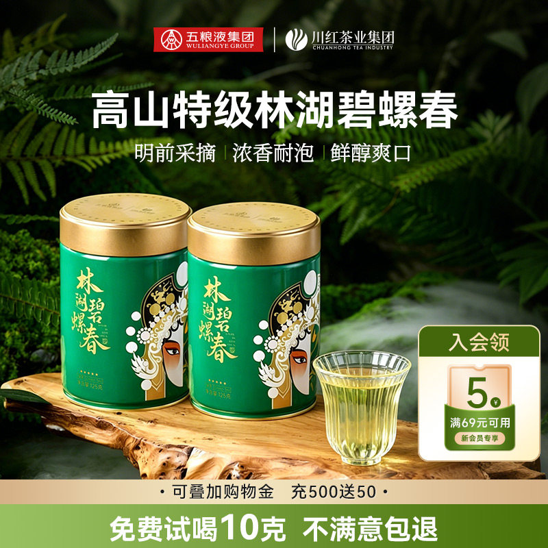 林湖碧螺春浓香型绿茶茶叶自己喝明前早春特级买1发2共250g