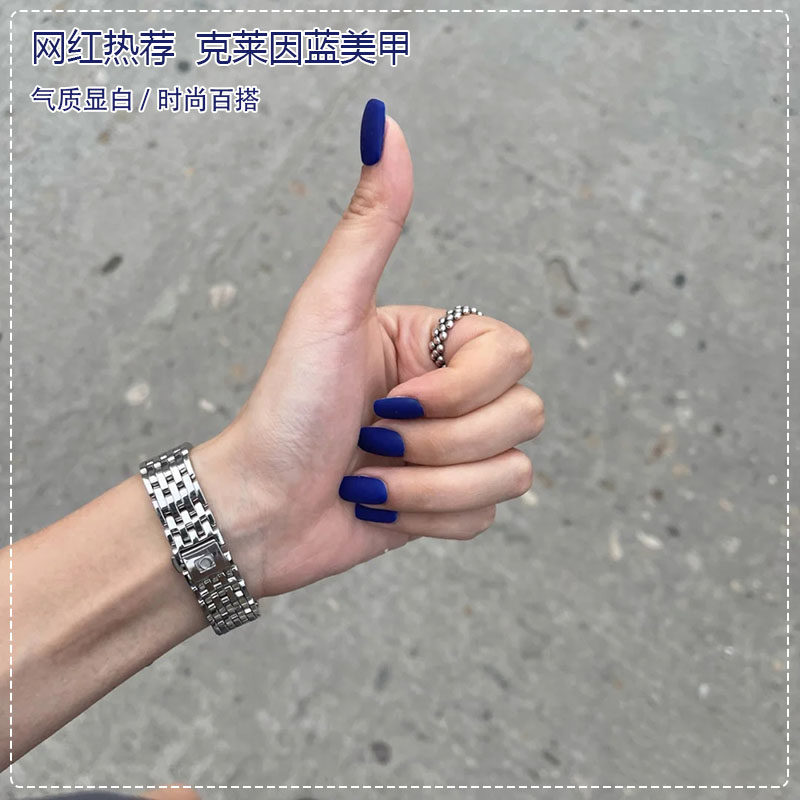 网红款克莱因蓝指甲油胶2022年新款夏天流行色冰透磨砂美甲光疗胶