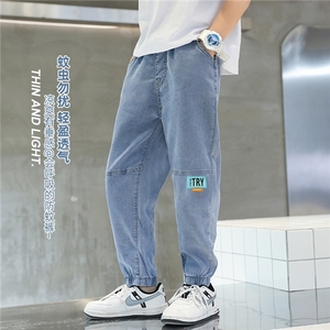 Boys Denim Silk Fit Mosquito Pants Summer Children's Sports Fast Dried Trunk Pants 2022 New Various Chinese Big Children's Version
