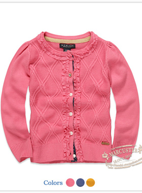 rtw童装针织开衫2025年春季女童花边开衫菱格粉色针织衫毛衣53107