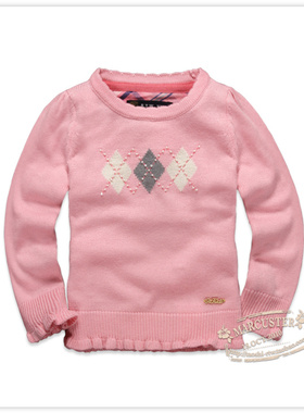 rtw针织羊毛女童2025春秋新款女童装荷叶边钉珠套头毛衣53247