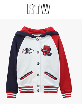 rtw连帽棒球服外套2025年春秋款女童中大童全棉针织衫洋气73009