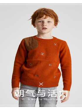 rtw儿童毛衣男童套头羊毛针织圆领打底衫2025年春秋款亲子装73203