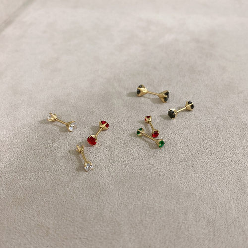 钛钢双头抓锆石耳骨钉水钻小耳钉