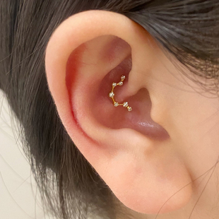 精致微镶锆石钛合金星座耳钉植入级医用防过敏内螺纹穿刺耳蜗钉女
