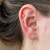 F136植入级钛合金微镶湖蓝马眼锆星星锆石花耳钉内螺纹穿刺耳骨钉