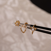 F136植入级医用钛合金防过敏镶锆爱心花朵小耳钉耳蜗耳垂穿刺耳钉