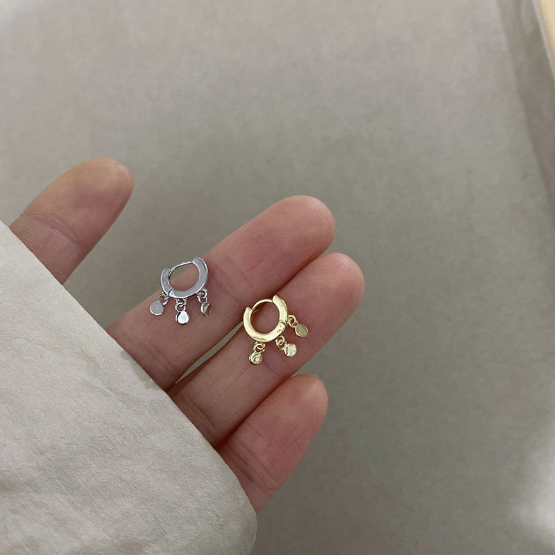 光版小圆片流苏隐形圈圈迷你耳环