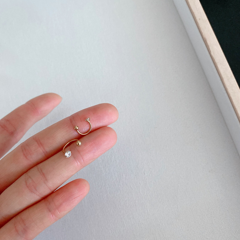 钛钢锆石小耳圈细针免摘螺丝拧扣