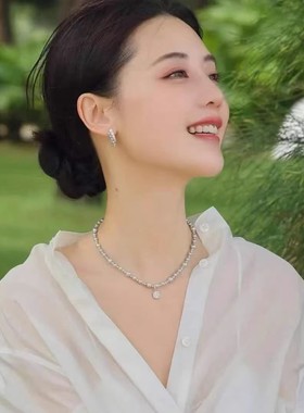 925纯银+天然贝母珠气泡项链耳环