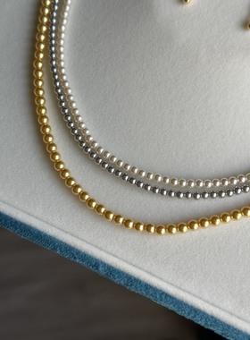 金色珍珠百搭短款项链颈链