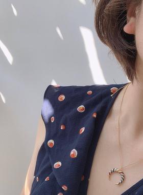 925纯银彩虹钻牛角项链