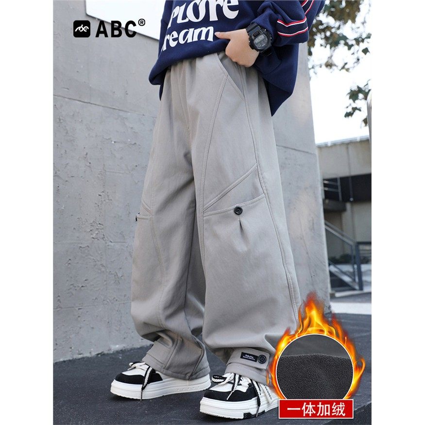 ABC男童秋冬款运动裤2025新款儿童加绒加厚工装裤6-12岁男孩卫裤,童装/婴儿装/亲子装,工装裤,淘宝优惠券,粉丝福利购,淘宝优惠卷