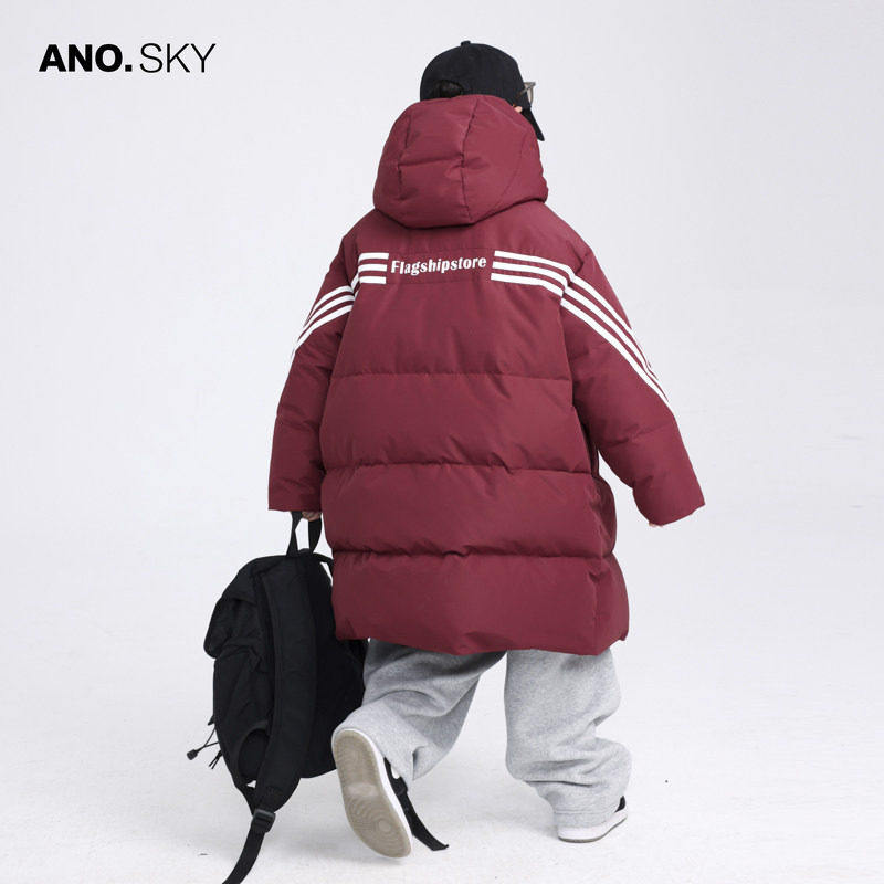 韩国AS品牌正品男童冬季红色过年长款羽绒服2025新款儿童防寒外套