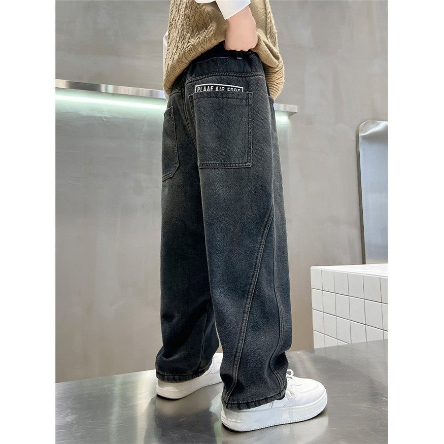 法国BADNUT男童裤子秋冬2025新款儿童加绒加厚中大童直筒牛仔裤潮,童装/婴儿装/亲子装,儿童牛仔裤,淘宝优惠券,粉丝福利购,淘宝优惠卷