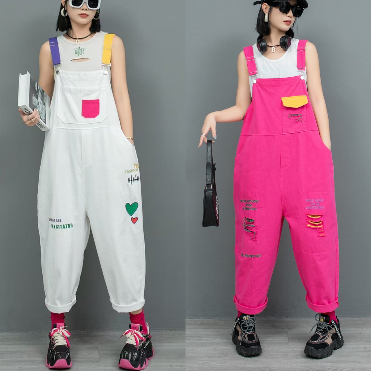 2025秋天季装新款女背带裤中大码洋气时髦牛仔裤减龄休闲长裤