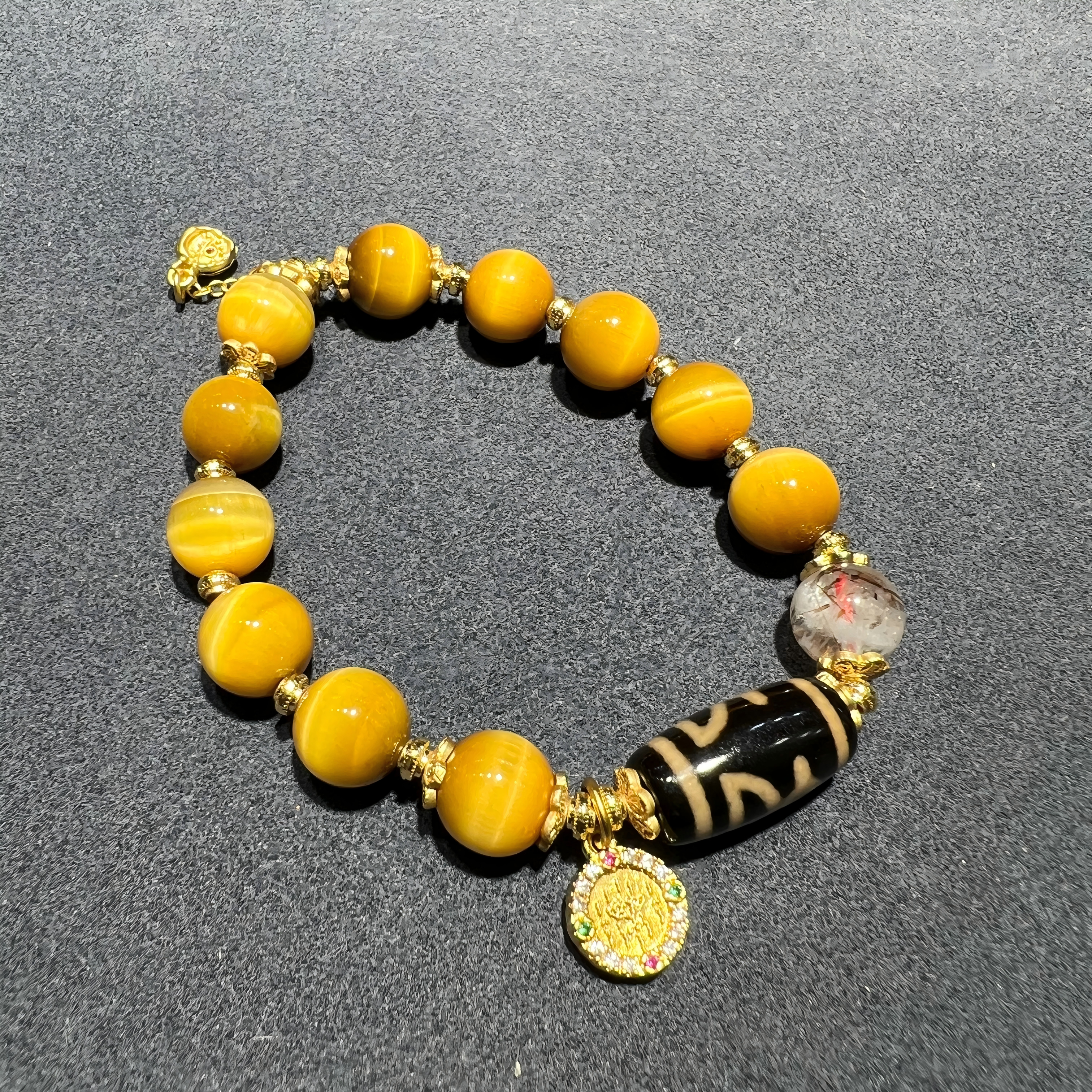 锦鲤说「金曜」虎眼石天珠手串