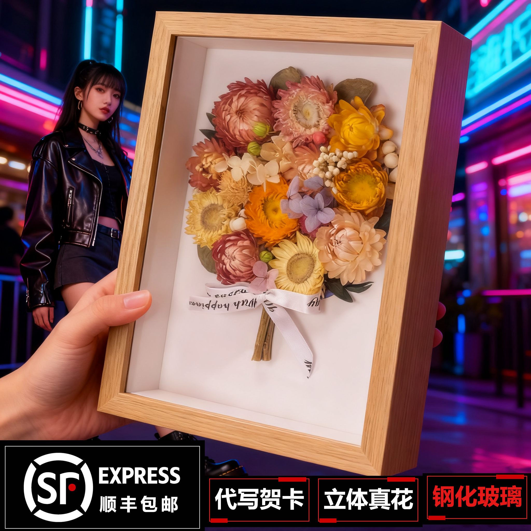生日礼物手工礼物干花永生花相框