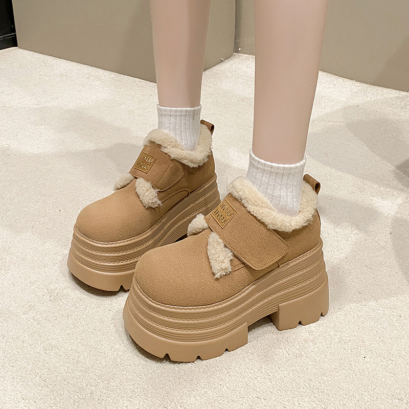 10cm厚底勃肯女鞋百搭休闲小个子增高2025年秋冬加绒保暖毛毛棉鞋