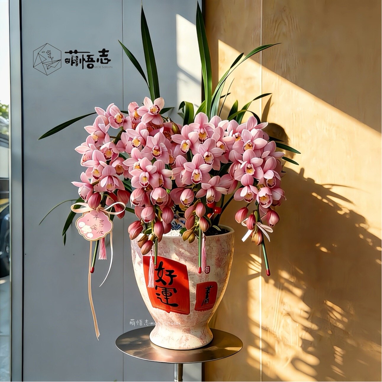 景德镇中式红色喜庆陶瓷花盆冬青惠兰蝴蝶兰组合专用桌面盆栽清仓