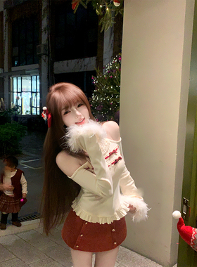 【瑞茜】 奈奈心绪 秋冬纯欲风小众设计显瘦上衣短裙R66360-1H