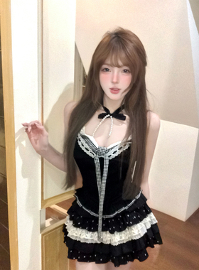 【瑞茜】黑梧桐 春夏新款纯欲辣妹风上衣半裙 R5957-1X