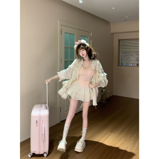 瑞茜 纯欲背心R2339 韩系学姐 休闲小众宽松衬衫 夏季