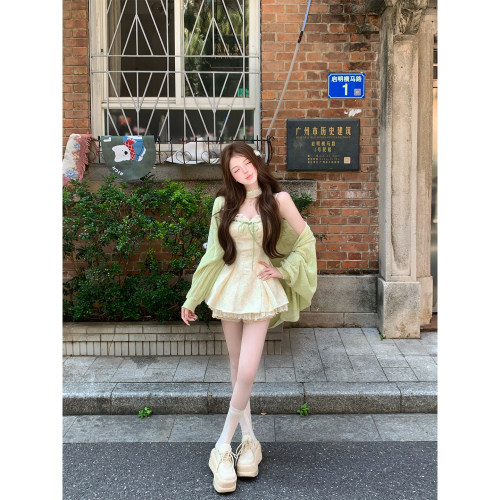 【瑞茜】夏日青提 春夏甜美风碎花减龄连衣裙开衫 R5955-2X