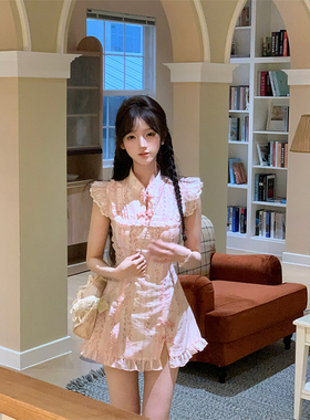 【瑞茜】 国风少女 夏季新中式国风修身连衣裙R6310H