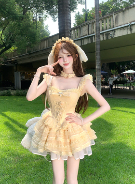 【瑞茜】半熟芝士 夏季甜美公主风收腰显瘦连衣裙 R2301L