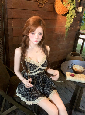 【瑞茜】南法暮色 复古纯欲风法式小众设计连衣裙 R66699-1H