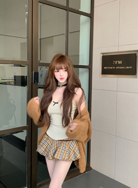 【瑞茜】焦糖拿铁 秋季纯欲风显瘦吊带半裙毛衣外套 R9300-1D