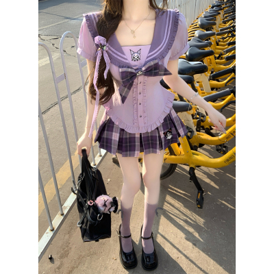 【瑞茜】库洛米椰椰 春夏学院风卡通上衣半裙 R5963-1X