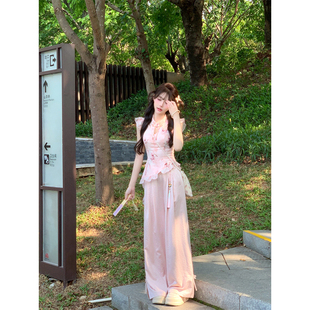 瑞茜 R3369 芙蕖盈盈 温柔中国风气质显瘦设计上衣长裤 夏季