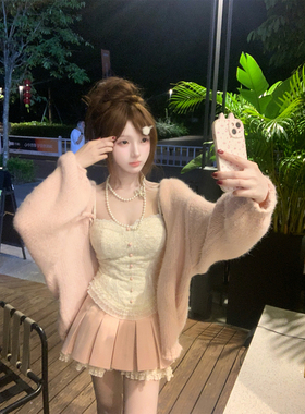 【瑞茜】软糖星球 秋季纯欲风显瘦吊带半裙毛衣外套R2387-1L