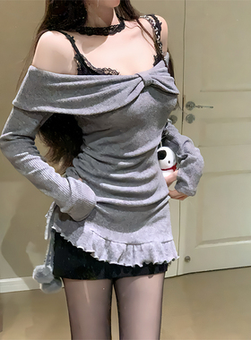 【REESE】性感小野猫 纯欲风性感针织吊带连衣裙R2118-1L